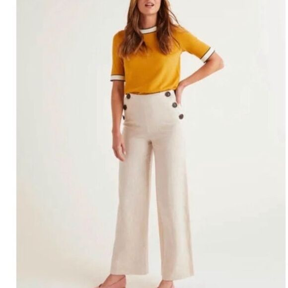NWT Boden Penzance Sailor Linen Wide Leg Pants 14 Long - Picture 8 of 8